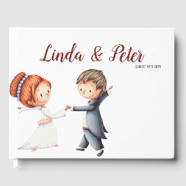 Illustriert Bride Groom Dancing Waltz Wedding Gästebuch