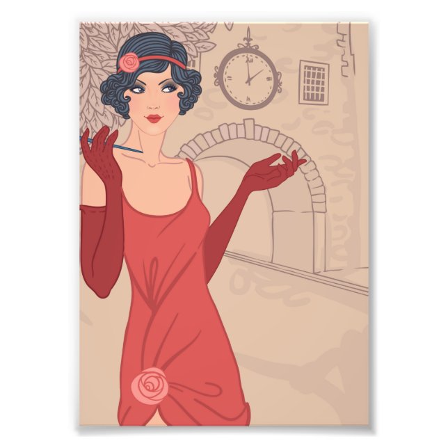 Illustriert Flapper Girl Fotodruck (Vorne)