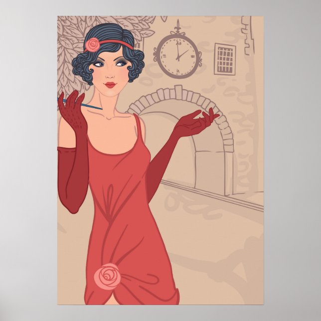 Illustriert Flapper Girl Poster (Vorne)