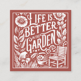 Illustriert Gardener Landscaper Terracotta Quadratische Visitenkarte