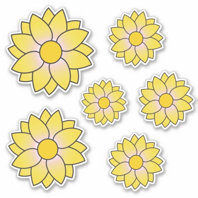 Illustriert Gelbe Blume Mehrfache Größe Aufkleber (Vorderseite)