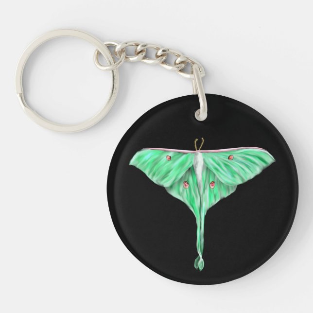 Illustriert Green Lunar Moth Schlüsselanhänger (Vorderseite)