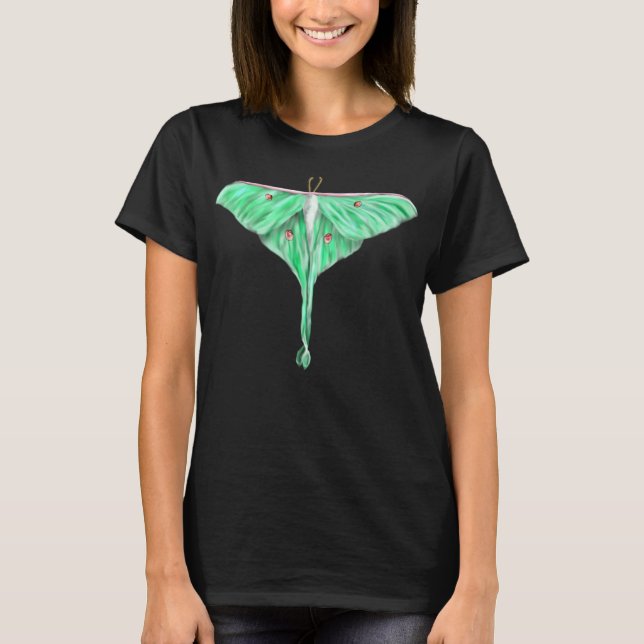 Illustriert Green Lunar Moth T-Shirt (Vorderseite)
