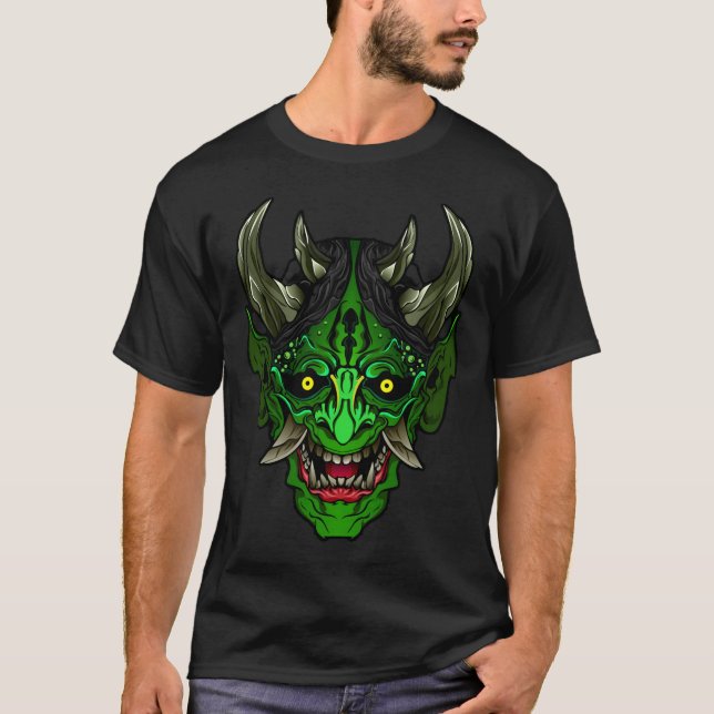 Illustriert Green Oni Demon T - Shirt (Vorderseite)