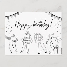 Illustriert Happy Birthday Card Postkarte