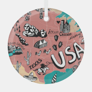 ILLUSTRIERT in den USA: farbenfrohe Landkarte. Ornament Aus Glas
