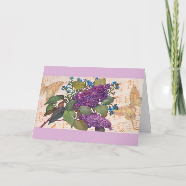 Illustriert Lilac Butterfly Magie Geburtstag Karte (Vorderseite)