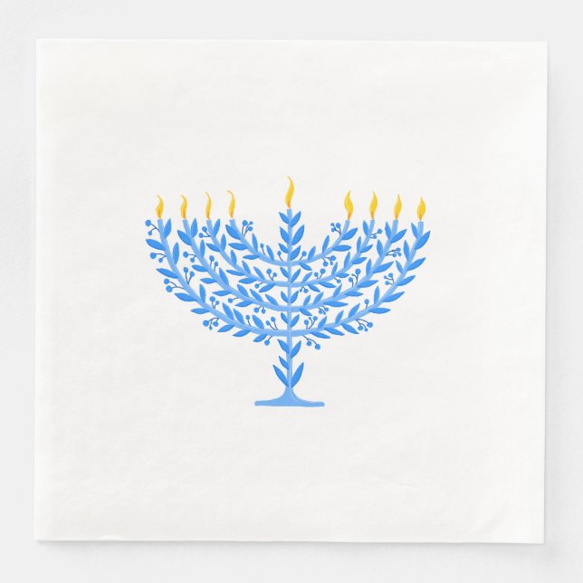 Illustriert Menorah Hanukkah Serviette (Vorderseite)