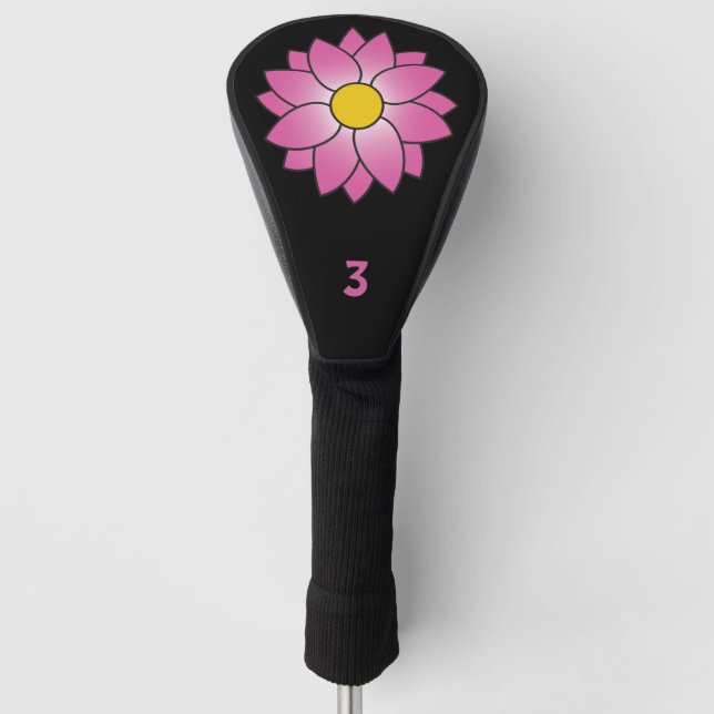 Illustriert rosa Daisy Head Cover Golf Headcover (Vorderseite)