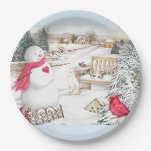 Illustriert Snowmen Winter Wonderland Pappteller