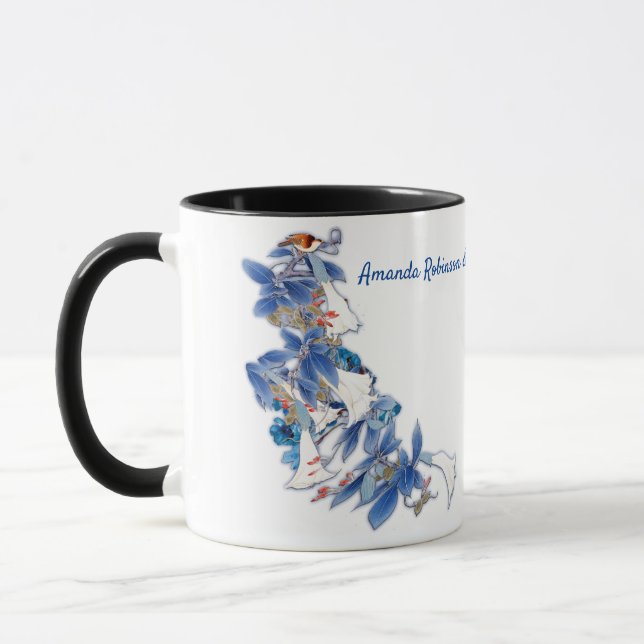 Illustriert-Weißer Wasserfarben-Mondblume Tasse (Links)