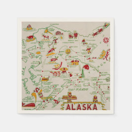Illustrierte Alaska-Karte Serviette