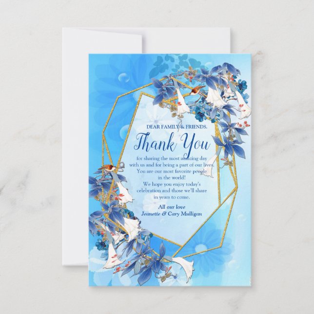 Illustrierte Aquarellmoon-Blume Danke-Karte RSVP Karte (Vorderseite)