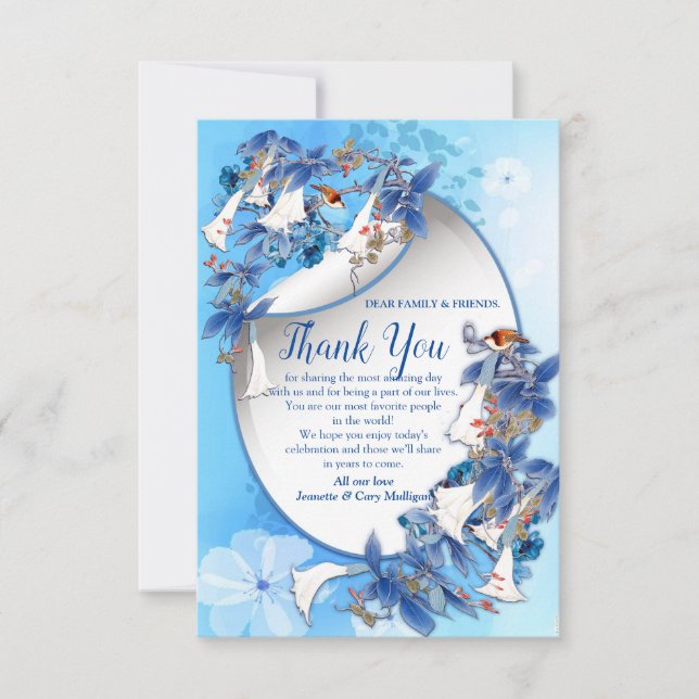 Illustrierte Aquarellmoon-Blume Vielen Dank RSVP Karte (Vorderseite)