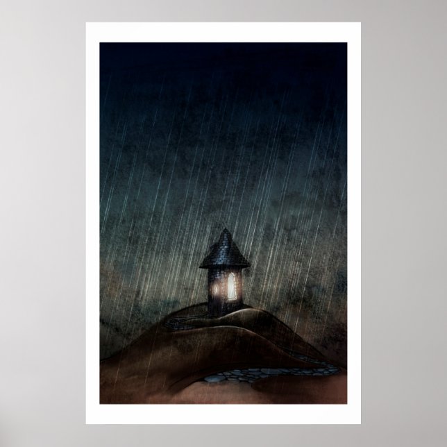 Illustrierte Art Poster "Warm, wenn es regnet" (Vorne)