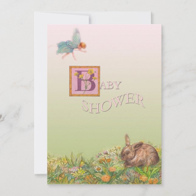 Illustrierte BABY-DUSCHEN-MAGISCHE EINLADUNG (Vorderseite)