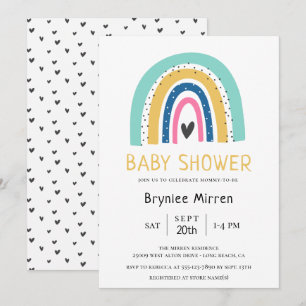 Illustrierte Babydusche aus Rainbow Einladung