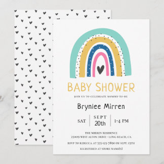 Illustrierte Babydusche aus Rainbow Einladung
