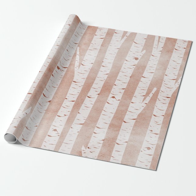 Illustrierte Birkenbäume Geschenkpapier (Ungerollt)