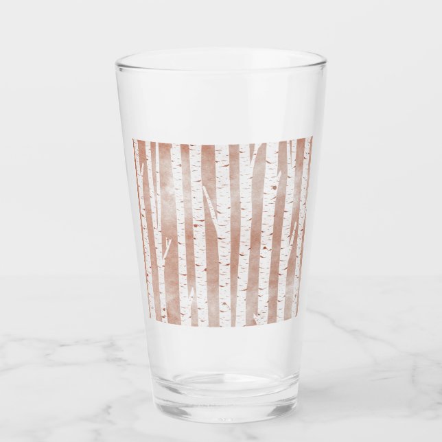 Illustrierte Birkenbäume Glas (Vorderseite)