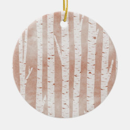 Illustrierte Birkenbäume Keramik Ornament