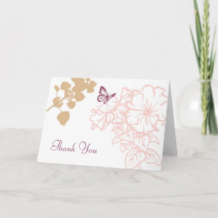 Illustrierte Blume & Butterfly Wedding Vielen Dank Dankeskarte