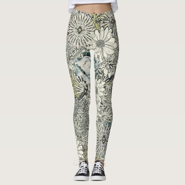 Illustrierte BlumenLeggings Leggings (Vorderseite)