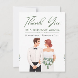 Illustrierte Braut und Bräutigam Aquarell-Hochzeit Einladung