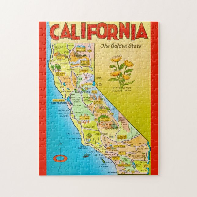 Illustrierte California State 11x14 (Vertikal)