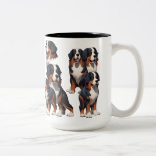 Illustrierte Charakterübersicht des Berner Sennenh Zweifarbige Tasse