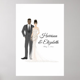Illustrierte Couple Wedding Guest Book Alternative Poster