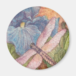 Illustrierte Dragonfly-Iris-Aquarell Magnet