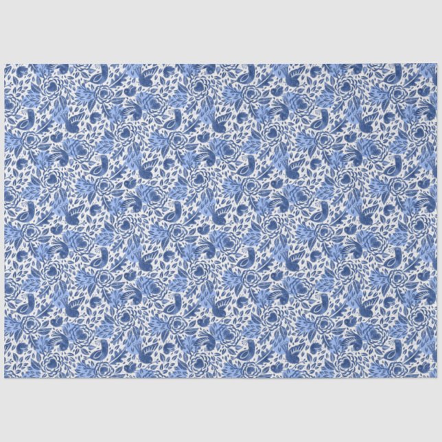 Illustrierte Entkopplung von Blauen Vögeln und Her Seidenpapier (Vorderseite)