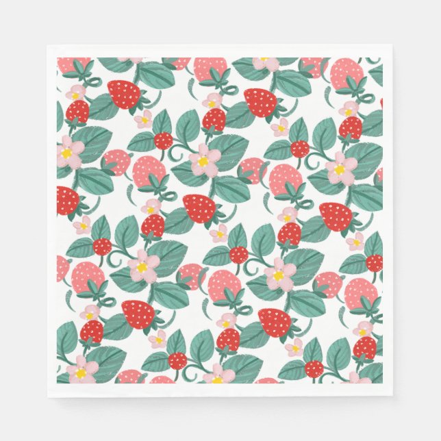 Illustrierte Erdbeere Berry Sweet Baby Dusche Serviette (Vorderseite)