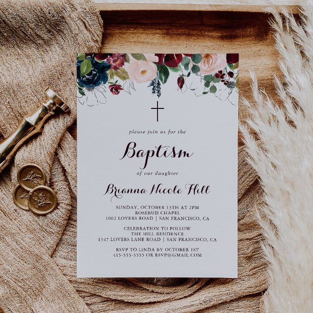 Illustrierte Fallkalligrafie-Taufe Einladung (Von Creator hochgeladen)