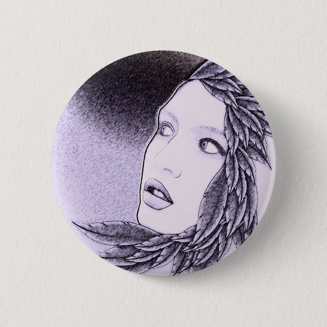 Illustrierte Frau Button (Vorderseite)