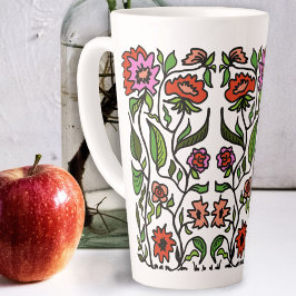 Illustrierte funky Gartenblumen Milchtasse