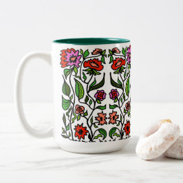 Illustrierte funky Gartenblumen Zweifarbige Tasse