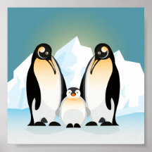 Illustrierte geometrische Pinguine standen mit Bab