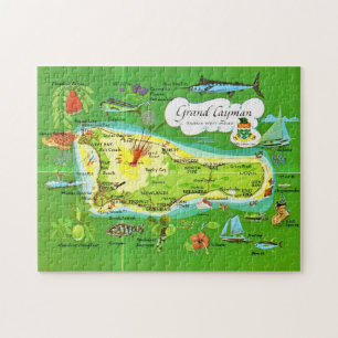 Illustrierte Grand Cayman Karte 11x14