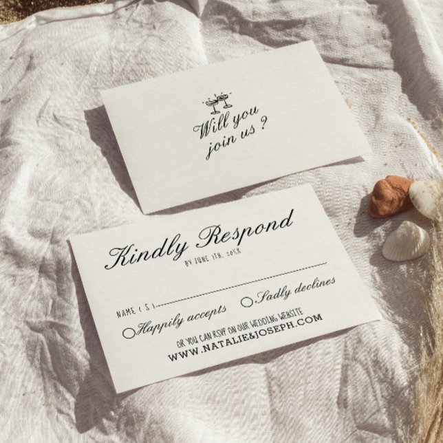 Illustrierte handgeschriebene, einzigartige modern RSVP karte (Von Creator hochgeladen)