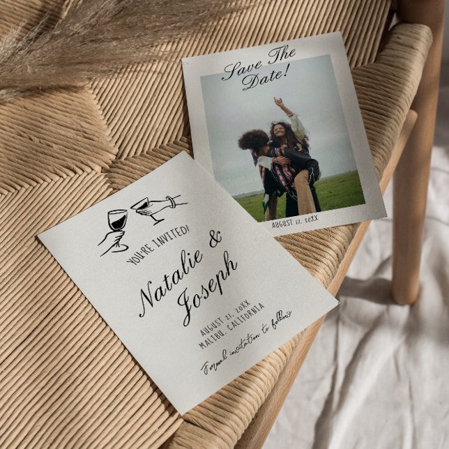 Illustrierte Handschrift Gezeichnet Niedliche Foto Save The Date (Von Creator hochgeladen)