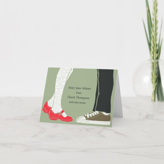 Illustrierte Hochzeit mit Girly Shoes & Sneakers ( Dankeskarte (Vorderseite)