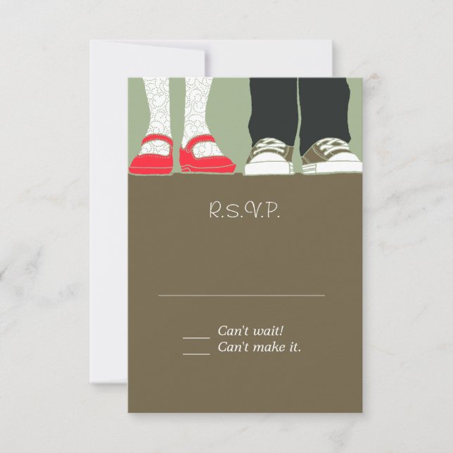 Illustrierte Hochzeit mit Girly Shoes & Sneakers ( RSVP Karte (Vorderseite)
