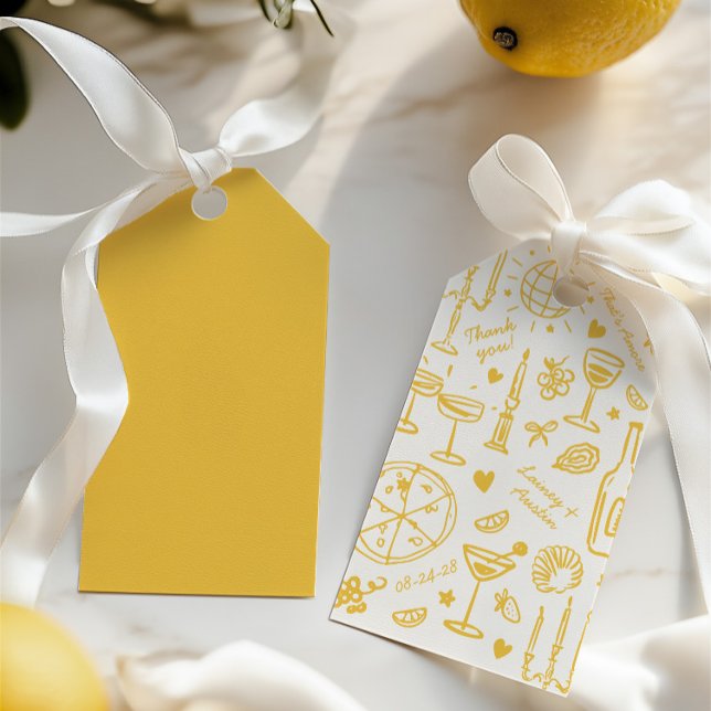 Illustrierte Hochzeit von Hand Gezeichnet Begrüßun Geschenkanhänger (Hand-Drawn Illustrated Wedding Welcome Gift Tags)