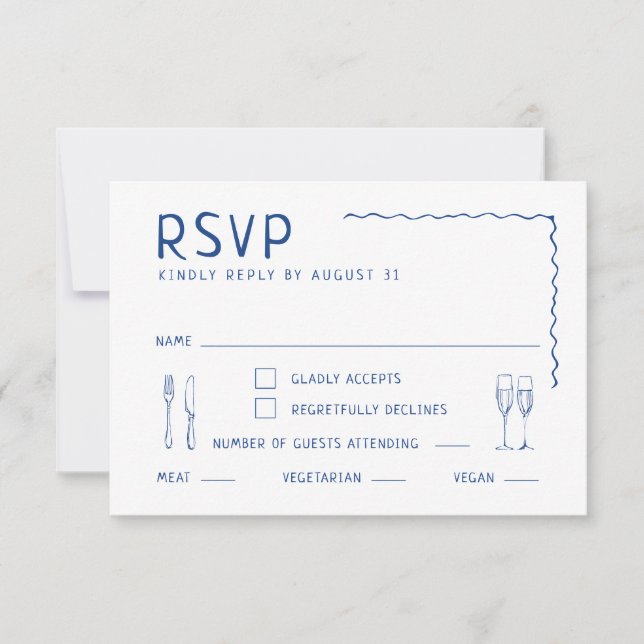 Illustrierte Hochzeit von Whimsical Hand RSVP Karte (Vorderseite)