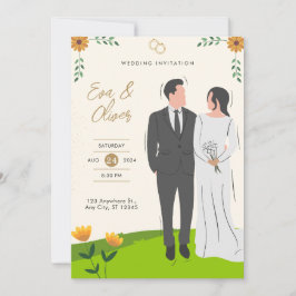 Illustrierte Hochzeitseinladung von Gelbgrün Einladung