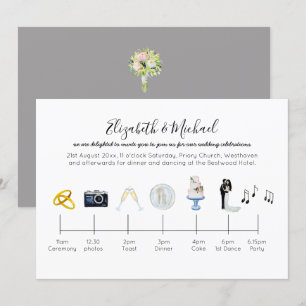 Illustrierte Hochzeitvorbereitung - Ikonen Spaß Einladung