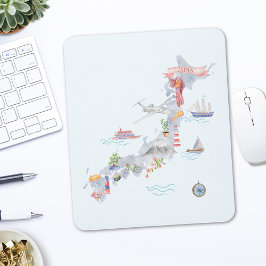 Illustrierte Japan-Karte Mousepad