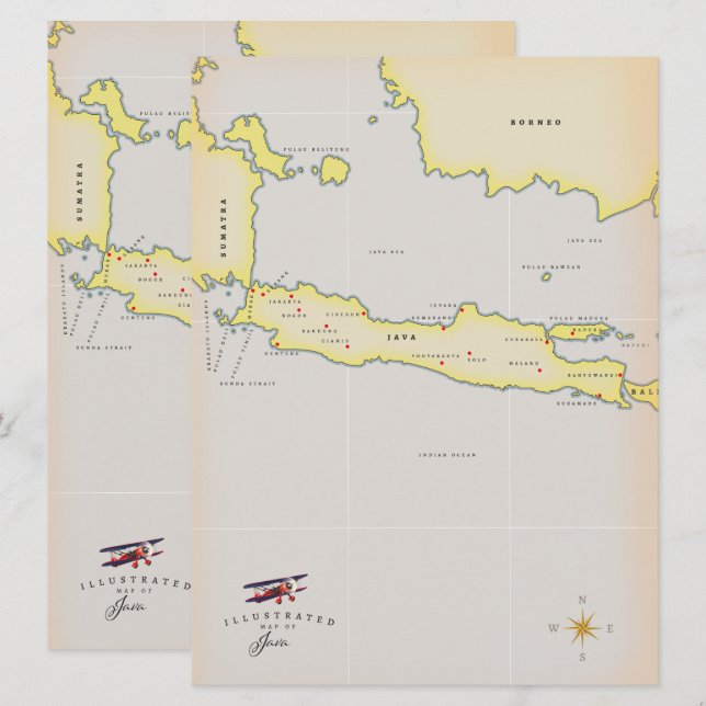 Illustrierte Java-Karte. (Vorne/Hinten)